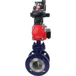 Затвор дисковый поворотный с тройным эксцентриситетом WBV3EX-3431M-1W-F-ISO Ду100 Ру25 фланцевый, углеродистая сталь WCB, диск - нерж.сталь 304, METAL, с пневмоприводом PA-DA-130, пневмораспределителем 4M310-08 AC220V, БКВ APL-210N и БПВ AFC2000