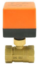 Кран шаровой BV0030NP-SP-T-ED Ду25 Ру16 стандартнопроходной двухходовой, латунь, внутренняя резьба, уплотнение - нитриловый каучук / PTFE, с электроприводом 24VDC без концевых выключателей