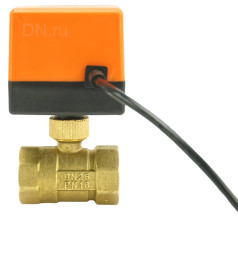 Кран шаровой BV0030NP-SP-T-ED Ду25 Ру16 стандартнопроходной двухходовой, латунь, внутренняя резьба, уплотнение - нитриловый каучук / PTFE, с электроприводом 24VDC без концевых выключателей