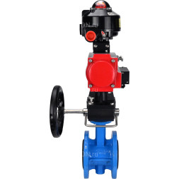 Затвор дисковый поворотный WBV1313E-2W-F-H Ду150 Ру16 фланцевый, корпус - чугун GGG40, диск - чугун GGG40, EPDM, с пневмоприводом PA-DA-130, пневмораспределителем 4M310-08 AC220V, БКВ APL-510N EX и ручным дублером MON1-250-T26-ISO