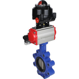 Затвор дисковый поворотный WBV1631E-2W-Fb-H Ду150 Ру16 LUG корпус - чугун QT450, диск - нержавеющая сталь 304, уплотнение - EPDM, с пневмоприводом PA-DA-105, пневмораспределителем 4M310-08 AC220V и БКВ APL-510N EX