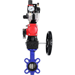 Затвор диск. поворотн. для абразивных сред WBV1632E-2W-Fb-H Ду50 Ру16 корпус - чугун QT450 диск - нерж.сталь 316L EPDM с пн.приводом PA-DA-052 пн.распред. 4M310-08 AC220V дублером MON1-250-T26-ISO БПВ AFC2000 БКВ APL-210N