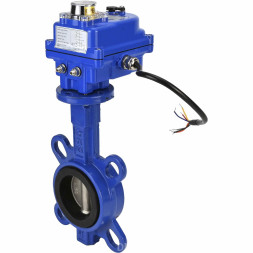 Затвор дисковый поворотный WBV1432E-2W-Fb-H Ду40 Ру16, корпус - чугун GGG50, диск - нержавеющая сталь 316L, уплотнение - EPDM, с электроприводом QT-N-003EM-O1-12VDC-У1 blue 12В