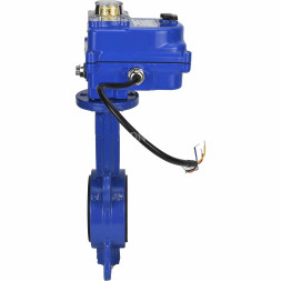 Затвор дисковый поворотный WBV1432E-2W-Fb-H Ду40 Ру16, корпус - чугун GGG50, диск - нержавеющая сталь 316L, уплотнение - EPDM, с электроприводом QT-N-003EM-O1-12VDC-У1 blue 12В