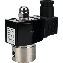 Клапан электромагнитный VS331-NT-NC-24VDC 1/8″ Ду6 Ру10, соленоидный двухходовой, корпус - нержавеющая сталь 304, уплотнение - NBR, резьбовой, нормально-закрытый, прямого действия, катушка - 24В