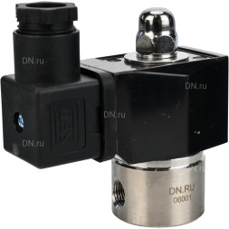 Клапан электромагнитный VS331-NT-NC-24VDC 1/8″ Ду6 Ру10, соленоидный двухходовой, корпус - нержавеющая сталь 304, уплотнение - NBR, резьбовой, нормально-закрытый, прямого действия, катушка - 24В