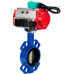 Затвор дисковый поворотный WBV1432E-2W-Fb-H Ду150 Ру16 корпус - чугун GGG50, диск - нержавеющая сталь 316L, уплотнение - EPDM, с пневмоприводом PA-DA-105, пневмораспределителем 4M310-08 AC220V и магнитным переключателем ALS200D
