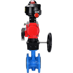 Затвор дисковый поворотный WBV1313E-2W-F-H Ду200 Ру16 фланцевый, корпус - чугун GGG40, диск - чугун GGG40, EPDM, с пневмоприводом PA-DA-140, пневмораспределителем 4M310-08 AC220V, БКВ APL-510N EX и ручным дублером MON2-450-T28-ISO