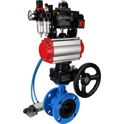 Затвор дисковый поворотный WBV1313E-2W-F-H Ду50 Ру16 фланцевый, корпус - чугун GGG40, диск - чугун GGG40, EPDM, с пневмоприводом PA-DA-105, пневмораспределителем 4V320-10 AC220V, БКВ APL-410N EX, ручным дублером MON1-250-T26-ISO и БПВ AFC2000