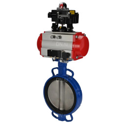 Затвор дисковый поворотный WBV1413E-2W-Fb-H Ду200 Ру16, корпус - чугун GGG50, диск - чугун GGG40, уплотнение - EPDM, с пневмоприводом PA-SA-160 с возвратными пружинами, пневмораспределителем 4M310-08 AC220V, БКВ APL-410N EX