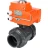 Кран шаровой BV4242E-FP-GRM-ISO Дн15 Ру10 полнопроходной, клеевой с разборным муфтовым соединением, корпус - НПВХ, шар - НПВХ, уплотнение - EPDM, с электроприводом QT-N-003EM-O1-24VDC-У1 HARK в Омске