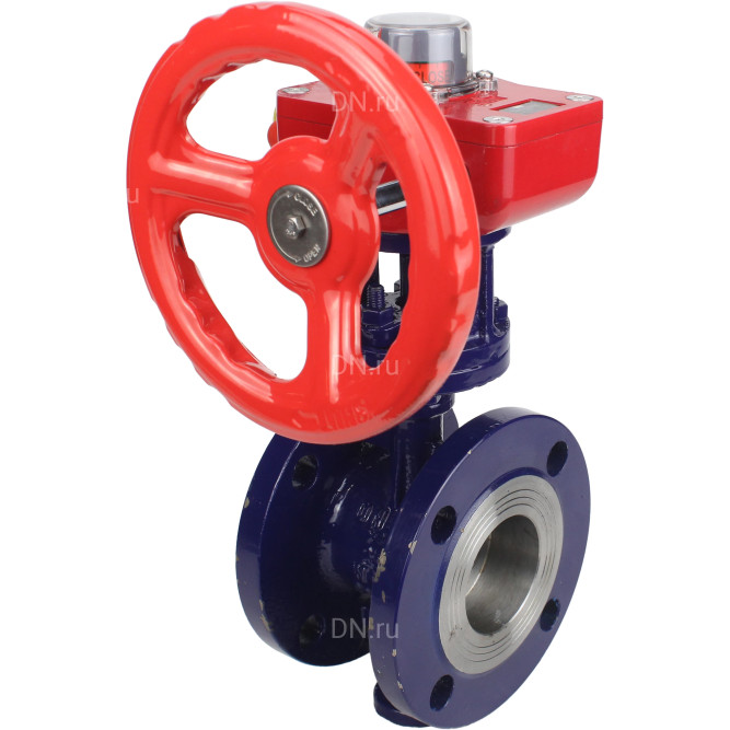 Затвор дисковый поворотный с тройным эксцентриситетом WBV3EX-3431M-1W-F-ISO Ду150 Ру25 фланцевый, корпус - углеродистая сталь WCB, диск - нержавеющая сталь 304, METAL, с редуктором HGBF RQN3-680Z с индикатором положения и датчиком обратной связи в Омске