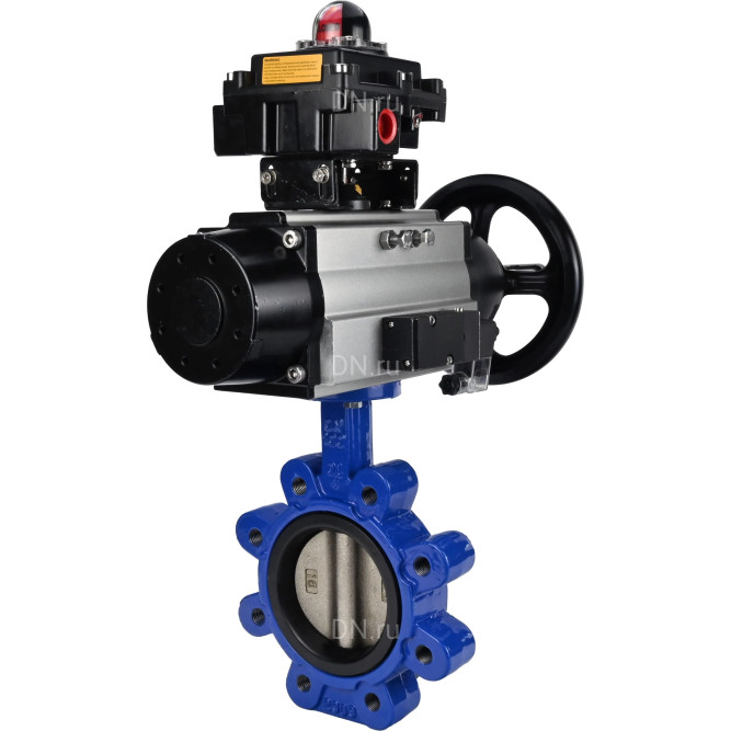 Затвор дисковый поворотный WBV1616E-2W-Fb-H Ду125 Ру16 LUG корпус - чугун QT450, диск - чугун QT450, уплотнение - EPDM, с пневмоприводом PA-DA-105-1, пневмораспределителем 4M310-08 AC220V и БКВ APL-410N EX в Омске