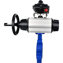 Затвор дисковый поворотный WBV1616E-2W-Fb-H Ду125 Ру16 LUG корпус - чугун QT450, диск - чугун QT450, уплотнение - EPDM, с пневмоприводом PA-DA-105-1, пневмораспределителем 4M310-08 AC220V и БКВ APL-410N EX