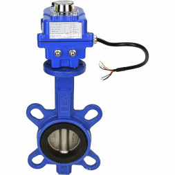 Затвор дисковый поворотный WBV1432E-2W-Fb-H Ду50 Ру16, корпус - чугун GGG50, диск - нержавеющая сталь 316L, уплотнение - EPDM, с электроприводом QT-N-003EM-O1-12VDC-У1 blue 12В