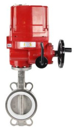 Затвор дисковый поворотный WBV3131P-2W-Fb Ду150 Ру16, корпус - нержавеющая сталь 304, диск - нержавеющая сталь 304, уплотнение - PTFE, с электроприводом QT-EX-020EM-O2-220VAC-У1 220В
