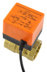 Кран шаровой BV0030NP-SP-T-ED Ду40 Ру16 стандартнопроходной двухходовой, латунь, внутренняя резьба, уплотнение - нитриловый каучук / PTFE, с электроприводом 24VDC без концевых выключателей