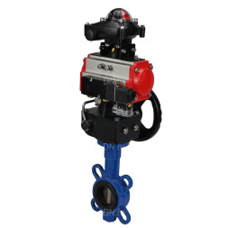 Затвор дисковый поворотный WBV1413E-2W-Fb-H Ду50 Ру16, корпус - чугун GGG50, диск - чугун GGG40, EPDM, с пневмоприводом PA-DA-065 двойного действия, пневмораспределителем 4M310-08 AC220V, БКВ APL-210N, ручным дублером MON1-250-T26-ISO