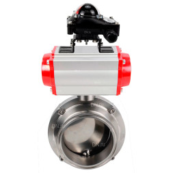 Затвор дисковый поворотный кламповый WBV3131S-2W-C-H Ду15 Ру10 корпус - пищевая нержавеющая сталь 304, уплотнение – Silicon, с пневмоприводом PA-DA-065 и БКВ APL-210N
