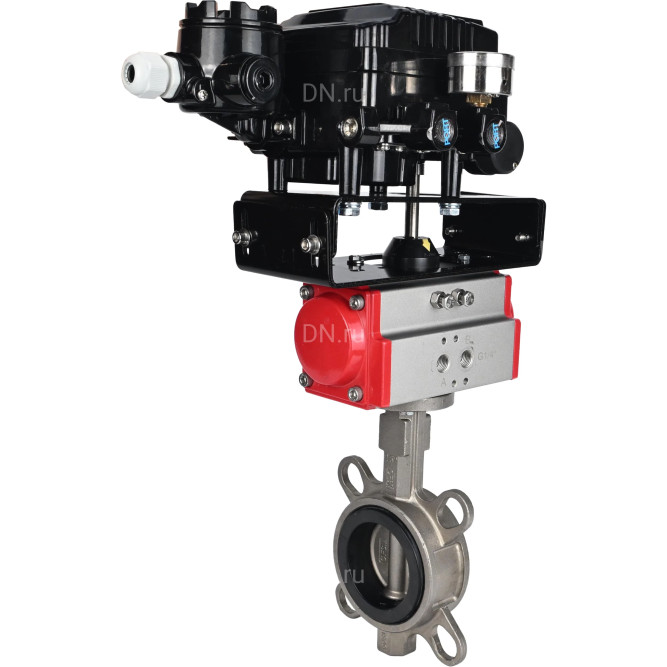 Затвор дисковый поворотный WBV3131E-2W-Fb-H Ду250 Ру16, корпус - нержавеющая сталь 304, диск - нержавеющая сталь 304, уплотнение - EPDM, с пневмоприводом PA-DA-160, позиционером YT-1000RSN без обратной связи и ручным дублером MON4-1200-T54-ISO в Омске