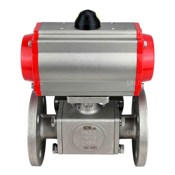 Кран шаровой BV3232P(4pc)-FP-3WL-F Ду25 Ру16 полнопроходной трехходовой, фланцевый, корпус - нержавеющая сталь SS316, с пневмоприводом PA-DA-052 двойного действия и пневмораспределителем 4M310-08 DC24V в Омске