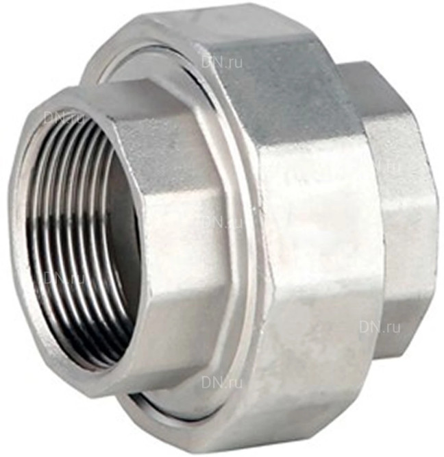 Соединение разъемное (американка) А-304-ВР-ВР-PTFE 1″ Ду25 Ру20 с уплотнением под гайкой по плоскости, корпус - нержавеющая сталь AISI 304, присоединение - внутренняя/внутренняя резьба, тип резьбы - BSPP в Омске
