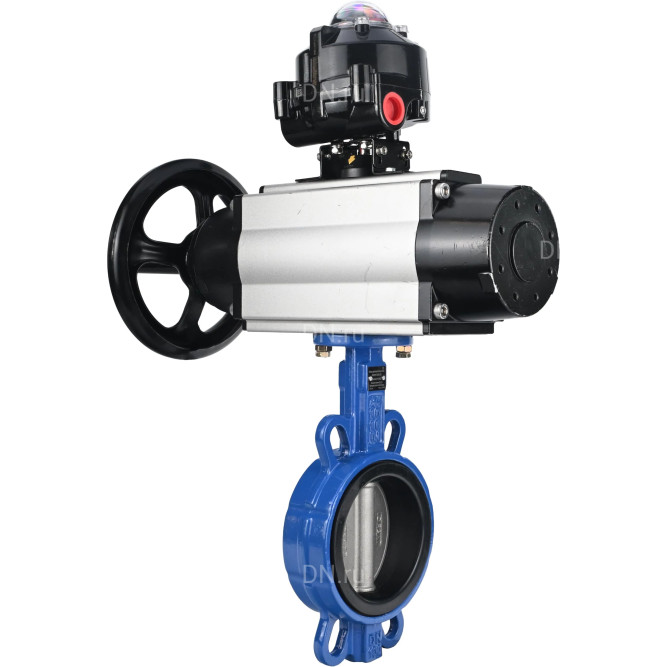 Затвор дисковый поворотный WBV1132N-2W-Fb-H Ду125 Ру16, корпус - чугун GG25, диск - нержавеющая сталь 316L, уплотнение - NBR, с пневмоприводом PA-DA-105-1 двойного действия, пневмораспределителем 4M310-08 AC220V, БКВ APL-510N-EX в Омске