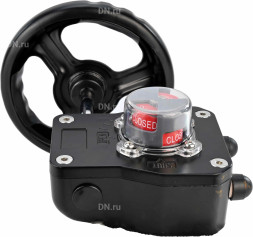 Редуктор четвертьоборотный HGB RQN4-1200Z с индикатором положения, корпус - алюминий, штурвал - 300 мм, квадрат штока 27х27, F10/F14