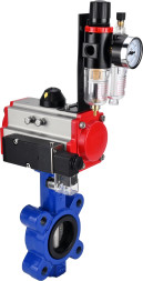 Затвор дисковый поворотный WBV1631E-2W-Fb-H Ду50 Ру16 LUG корпус - чугун QT450, диск - нержавеющая сталь 304, уплотнение - EPDM, с пневмоприводом PA-SA-083, пневмораспределителем 4M310-08 AC220V и БПВ AFC2000