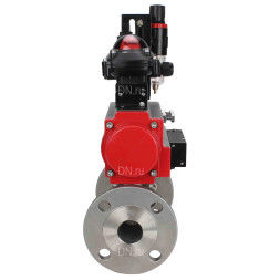 Кран шаровой BV3131P(3pc)-FP-F-ISO-H Ду32 Ру40, трехсоставной полнопроходной фланцевый, нержавеющая сталь SS304, уплотнение - PTFE, с пневмоприводом PA-DA-052, с пневмораспределителем 4M310-08 DC24V, с БКВ APL-210N, с БПВ AFC2000
