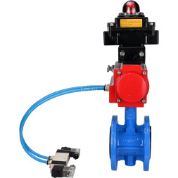 Затвор дисковый поворотный WBV1313E-2W-F-H Ду50 Ру16 фланцевый, корпус - чугун GGG40, диск - чугун GGG40, уплотнение - EPDM, с пневмоприводом PA-DA-105, пневмораспределителем 4V320-08 AC220V и БКВ APL-410N EX