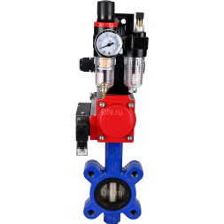 Затвор дисковый поворотный WBV1616N-2W-Fb-H Ду125 Ру16 LUG корпус - чугун QT450, диск - чугун QT450, уплотнение - NBR, с пневмоприводом PA-SA-140, пневмораспределителем 4M310-08 DC24V, БКВ APL-210N и БПВ AFC2000
