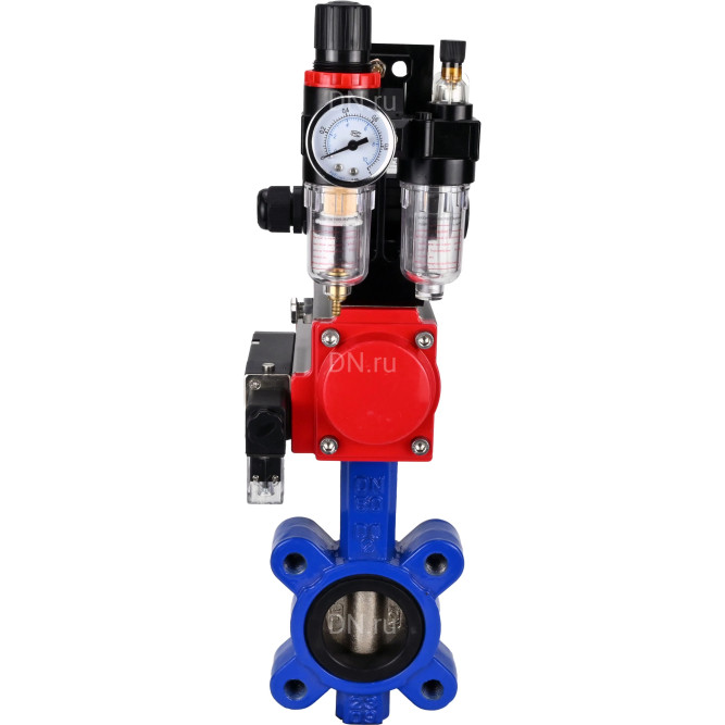 Затвор дисковый поворотный WBV1616N-2W-Fb-H Ду125 Ру16 LUG корпус - чугун QT450, диск - чугун QT450, уплотнение - NBR, с пневмоприводом PA-SA-140, пневмораспределителем 4M310-08 DC24V, БКВ APL-210N и БПВ AFC2000 в Омске