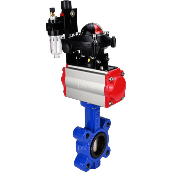Затвор дисковый поворотный WBV1616N-2W-Fb-H Ду125 Ру16 LUG корпус - чугун QT450, диск - чугун QT450, уплотнение - NBR, с пневмоприводом PA-SA-140, пневмораспределителем 4M310-08 DC24V, БКВ APL-210N и БПВ AFC2000 в Омске
