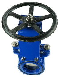 Задвижка шиберная GVKN1331N-2W-Fb-S Ду100 Ру16 двусторонняя, межфланцевая, шпиндель - невыдвижной, корпус - чугун GGG40, шибер - нержавеющая сталь 304, уплотнение - NBR, управление - штурвал
