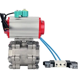 Кран шаровой BV3232P(3pc)-FP-SW-ISO-H Ду100 Ру63 полнопроходной, корпус - нержавеющая сталь SS316, под приварку, с пневмоприводом PA-DA-105, пневмораспределителем 4V320-08 AC220V, магнитным переключателем ALS200D