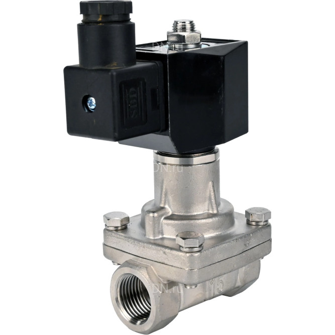 Клапан электромагнитный VS731-PT-NC-220VAC 1 1/2″ Ду40 Ру10 соленоидный двухходовой, корпус - нержавеющая сталь 304, уплотнение - PTFE, внутренняя резьба, прямого действия, нормально закрытый, с нулевым перепадом давления, катушка - 220В в Омске