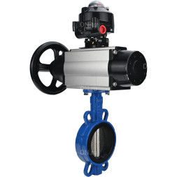 Затвор дисковый поворотный WBV1413E-2W-Fb-H Ду150 Ру16, корпус - чугун GGG50, диск - чугун GGG40, уплотнение - EPDM, с пневмоприводом PA-DA-105-1 двойного действия, пневмораспределителем 4M310-08 AC220V, БКВ APL-510N-EX