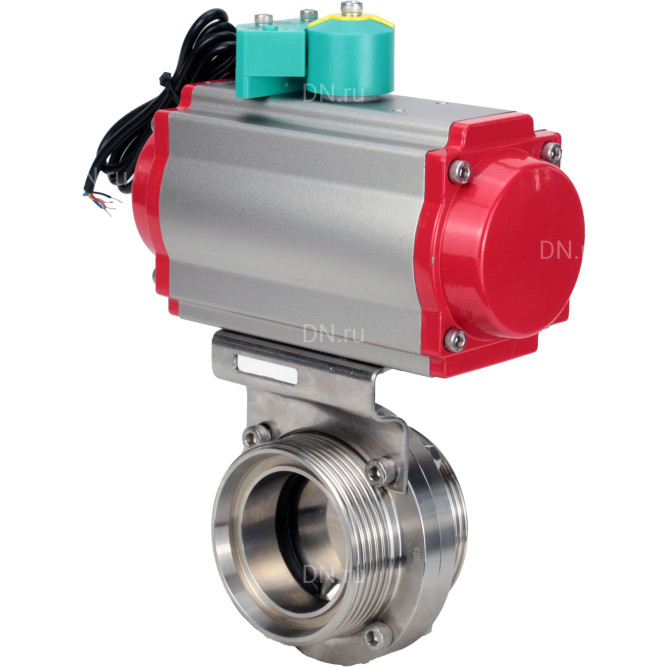 Затвор дисковый поворотный WBV3131S-2W-T-H Ду20 Ру10 резьбовой, пищевая нержавеющая сталь 304, уплотнение - Silicon, с пневмоприводом PA-DA-052, пневмораспределителем 4M310-08 DC24V и магнитным переключателем ALS200D в Омске