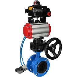 Затвор дисковый поворотный WBV1313E-2W-F-H Ду125 Ру16 фланцевый, корпус - чугун GGG40, диск - чугун GGG40, EPDM, с пневмоприводом PA-DA-130, пневмораспределителем 4V320-10 AC220V, БКВ APL-410N EX и ручным дублером MON1-250-T26-ISO
