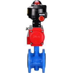 Затвор дисковый поворотный WBV1313E-2W-F-H Ду200 Ру16 фланцевый, корпус - чугун GGG40, диск - чугун GGG40, уплотнение - EPDM, с пневмоприводом PA-DA-140 и БКВ APL-510N EX