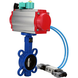 Затвор дисковый поворотный WBV1413E-2W-Fb-H Ду50 Ру16, корпус - чугун GGG50, диск - чугун GGG40, уплотнение - EPDM, с пневмоприводом PA-SA-083, пневмораспределителем 4V320-10 AC220V и магнитным переключателем ALS200D