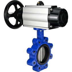 Затвор дисковый поворотный WBV1631E-2W-Fb-H Ду125 Ру16 LUG корпус - чугун QT450, диск - нержавеющая сталь 304, уплотнение - EPDM, с пневмоприводом PA-DA-105-1 и пневмораспределителем 4M310-08 AC220V