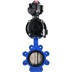 Затвор дисковый поворотный WBV1616E-2W-Fb-H Ду125 Ру16 LUG корпус - чугун QT450, диск - чугун QT450, уплотнение - EPDM, с пневмоприводом PA-DA-105-1, пневмораспределителем 4M310-08 AC220V и БКВ APL-510N EX