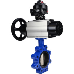 Затвор дисковый поворотный WBV1616E-2W-Fb-H Ду125 Ру16 LUG корпус - чугун QT450, диск - чугун QT450, уплотнение - EPDM, с пневмоприводом PA-DA-105-1, пневмораспределителем 4M310-08 AC220V и БКВ APL-510N EX