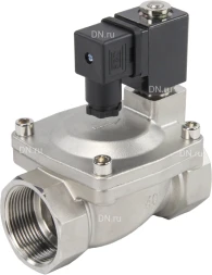 Клапан электромагнитный VS431-VT-NC-220VAC 1 1/2″ Ду40 Ру16, соленоидный двухходовой, корпус - нержавеющая сталь 304, уплотнение - Viton, резьбовой, нормально-закрытый, пилотный, катушка - 220В