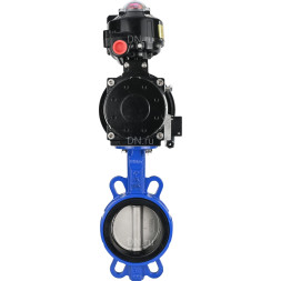 Затвор дисковый поворотный WBV1432N-2W-Fb-H Ду125 Ру16, корпус - чугун GGG50, диск - нержавеющая сталь 316L, уплотнение - NBR, с пневмоприводом PA-DA-105-1 двойного действия, пневмораспределителем 4M310-08 AC220V, БКВ APL-510N-EX