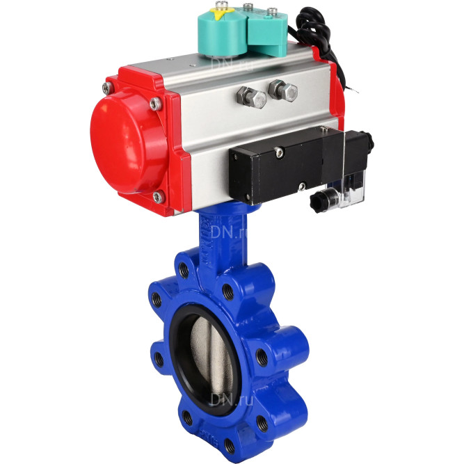 Затвор дисковый поворотный WBV1616N-2W-Fb-H Ду125 Ру16 LUG корпус - чугун QT450, диск - чугун QT450, уплотнение - NBR, с пневмоприводом PA-DA-105, пневмораспределителем 4M310-08 DC24V и магнитным переключателем ALS200D в Омске