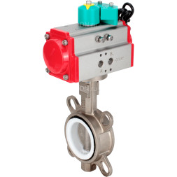 Затвор дисковый поворотный WBV3232P-2W-Fb-H Ду50 Ру16 корпус - нержавеющая сталь 316L, диск - нержавеющая сталь 316L, уплотнение - PTFE, с пневмоприводом PA-DA-083 и магнитным переключателем ALS200D