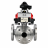 Кран шаровой BV3232P(2pc)-FP-3WL-F-ISO-H Ду80 Ру16 HYMT трехходовой L-тип, полнопроходной, фланцевый, корпус - нержавеющая сталь AISI316, с пневмоприводом PA-SA-130, пневмораспределителем 4M320-10 AC220V и БКВ APL-210N в Омске